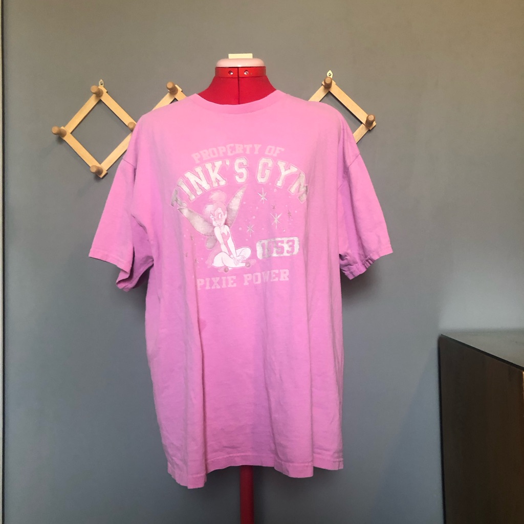Y2k Disney Store Tinkerbells Gym Pink Sparkly Tshirt